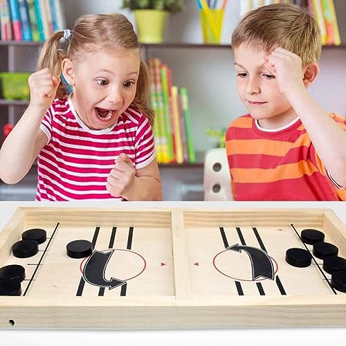 Fast Sling Puck Game - Wooden Air Hockey Board for 2 Players - Medium