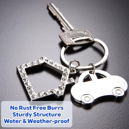 Brass Screw Lock Keychain with 4 Rings - Durable Silver Key Holder