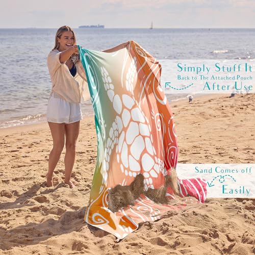 WEKAPO 11x9 Ft Beach Blanket Waterproof Sandproof Oversized Sea Turtle