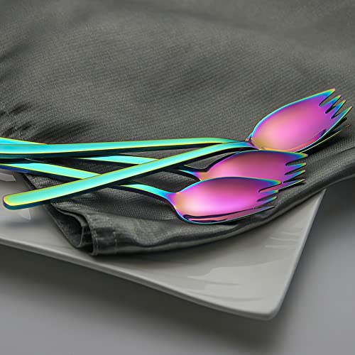 Rainbow Spork Set - 4-Pack Colorful 18/10 Stainless Steel Sporks
