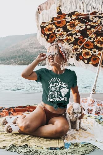Calvin&Sally Women XL Green Sunshine Graphic T-Shirt - Casual Funny Saying Letter Print