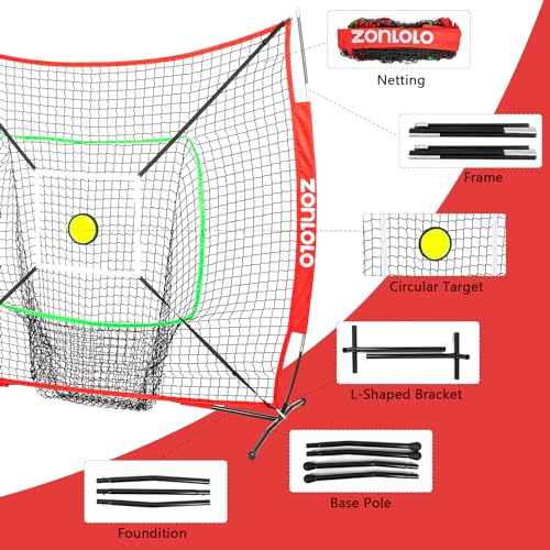 6x6ft Portable Baseball & Softball Net with Target & Strike Zone for Practice