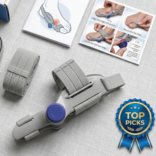 Gray 2-Pack Bunion Corrector & Silicone Toe Separators for Hallux Valgus, Overlapping Toes, Hammer Toe Relief — Adjustable Knob & Day Use