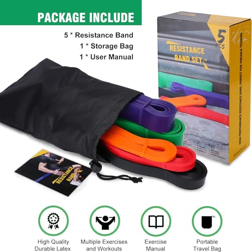 Resistance Bands Set - 5-Piece Pull Up Assist Workout Bands
