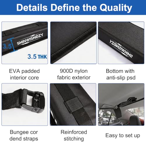 Universal Roof Rack Pads with Tie-Down Straps & Storage Bag