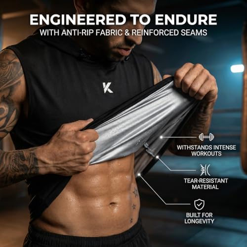 Sauna Shirt for Men - Heat Trapping Hoodie Sweat Vest - Black, X-Large