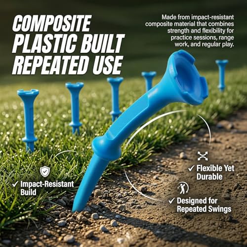 Stepped Golf Tees - 110 Count Plastic Tees, 4-Prong Top - Sky Blue