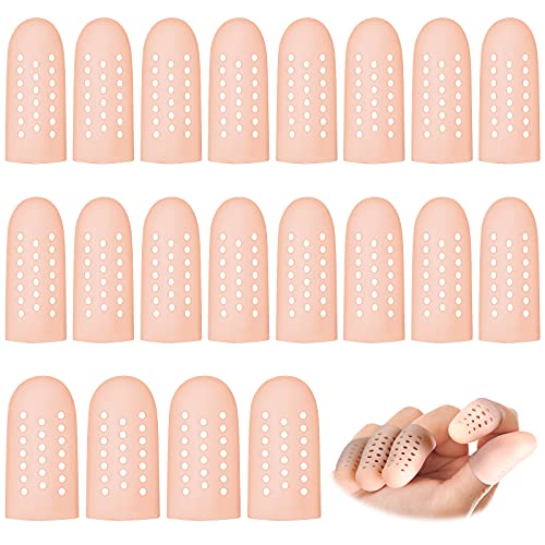 20 Pcs Silicone Finger Cots - Breathable Gel Caps for Eczema - Nude Color