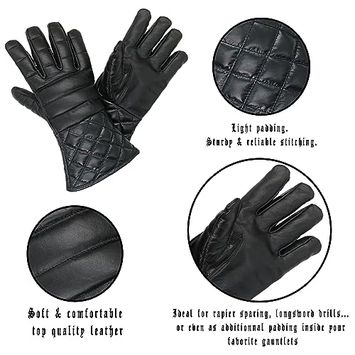 Lightly Padded Leather Fencing Gloves - Large Black
