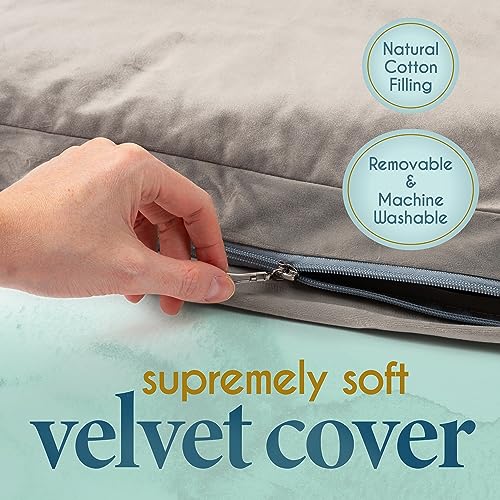 Meditation Cushion - Velvet Floor Pillow with Buckwheat Fill - Grey