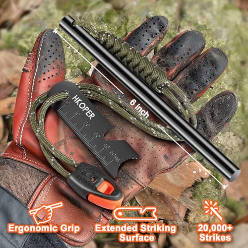 Ferro Rod Fire Starter Kit with 6-in-1 Scraper & Paracord