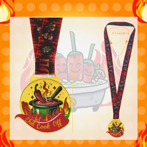 Chili Cook-Off Medal Set – 3 Winners Medals with Ribbons for 1st 2nd 3rd Place
