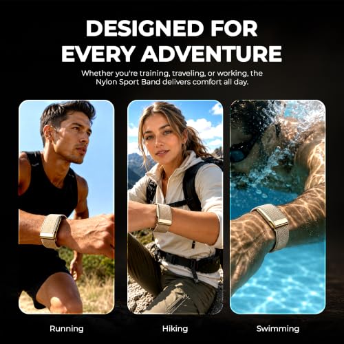 Ultra-Soft Nylon Sport Band for WHOOP 5.0, One, Peak, Life - Dune/Gold Connector