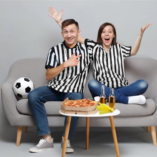 Large Referee Shirt with Whistle - Black and White Striped Jersey