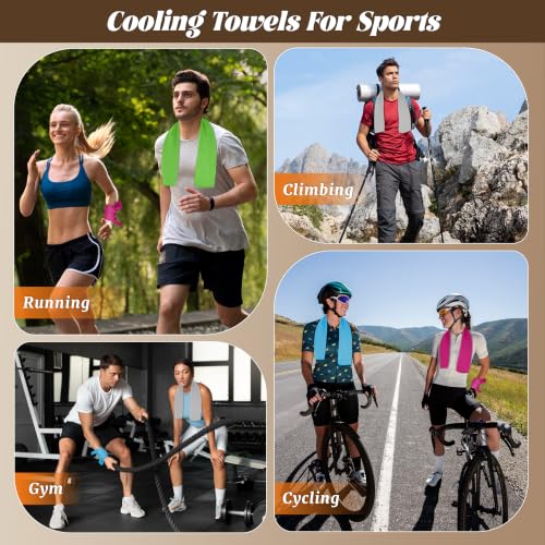 Cooling Towels for Neck and Face - 4 Pack Light Blue, Green, Pink, Grey