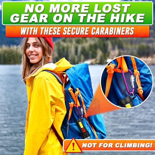 10 Pcs 3-Inch Aluminum Locking Carabiner Clips - Multicolor