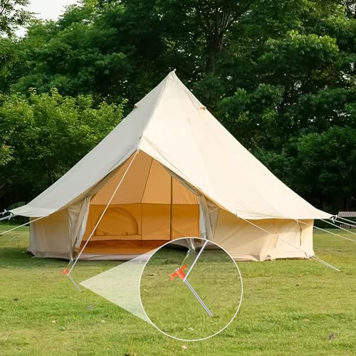 Heavy Duty 7-Inch Tent Stakes - Rust-Proof Metal with Orange Cap - 10 Pack