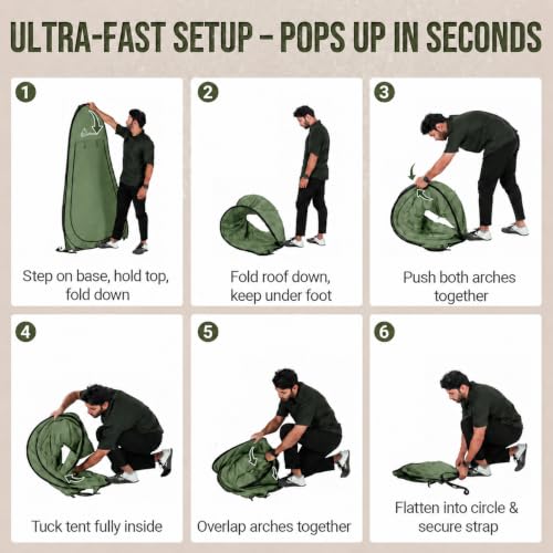 WolfWise Pop Up Shower Tent for Camping Essentials, Compact &