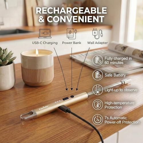 Electric Candle Lighter with Long Flexible Neck - Champagne