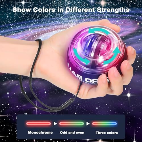 Torque Ball Hand Exerciser - Self-Starting Wrist Gyro Ball with LED - Black