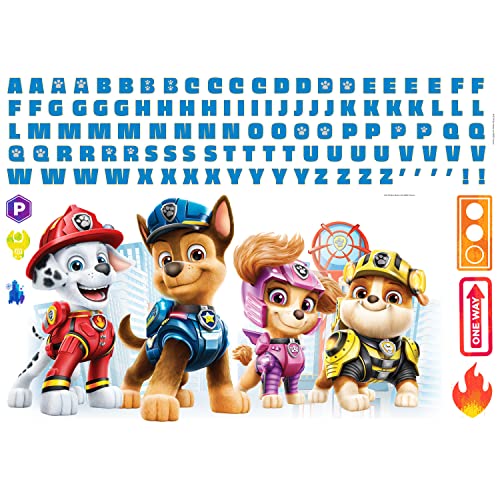 RoomMates Paw Patrol Peel and Stick Giant Wall Decals with Alphabet - 18 x 226.32 inches, Repositionable Kids Room Decor