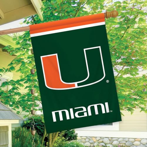 Outdoor House Flag 40x28 with NCAA Miami Hurricanes Design