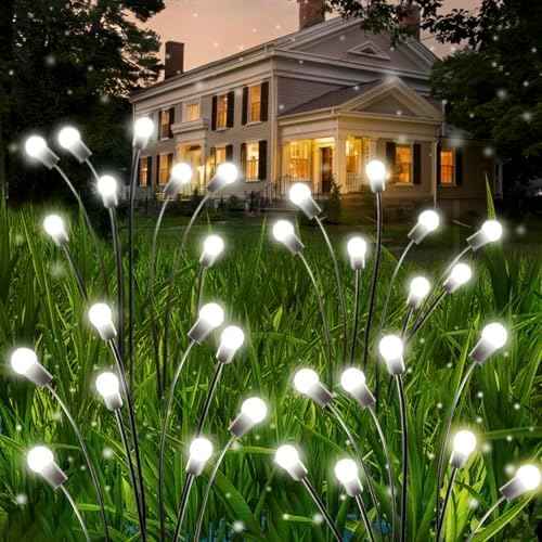 48 LED Solar Halloween Lights - 6 Pack Purple & Orange Waterproof Firefly Lights for Garden & Patio Decor