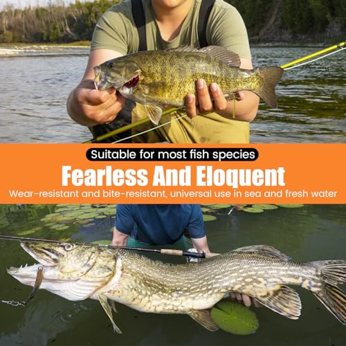 Fluorocarbon Fishing Leaders with Swivel & Snap - 10 Pcs, 8in-20lb