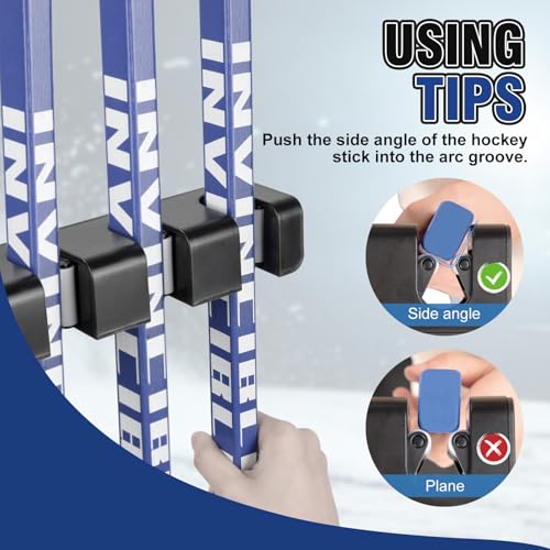 Hikeen 1pc Hockey Stick Wall Mount Organizer, 6-Stick Display & Secure Clamp