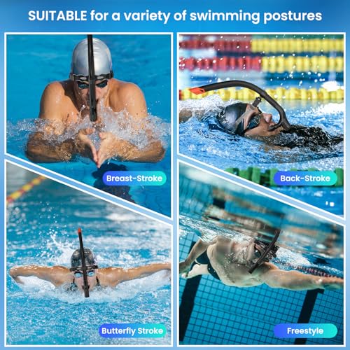 ForShine Black Swim Snorkel for Adults - Front-Mounted Pool & Open Water Training