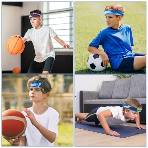 Kids Sweatbands - 6 Pack Breathable Elastic Headbands for Sports