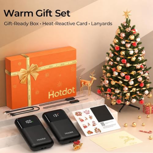 Hotdot Rechargeable Hand Warmer 2-Pack with LED Display, 4 Heat Levels