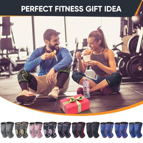 Compression Knee Brace for Women - Copper Support Sleeve - Pink+Black, Large