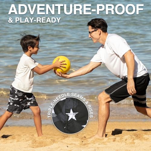 Boys Avalon Quick Dry UPF 50+ Swim Trunk - Camo Flag Black