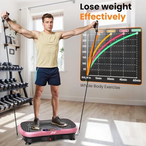 Vibration Plate Fitness Machine - 200W Bluetooth Design - Pink