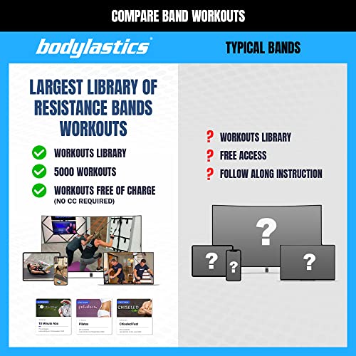 Bodylastics Basic 3-190LBS Resistance Band Set with 2 Handles, 2 Ankle Straps, Door Anchor & Carry Bag (Pastel 190LBS)