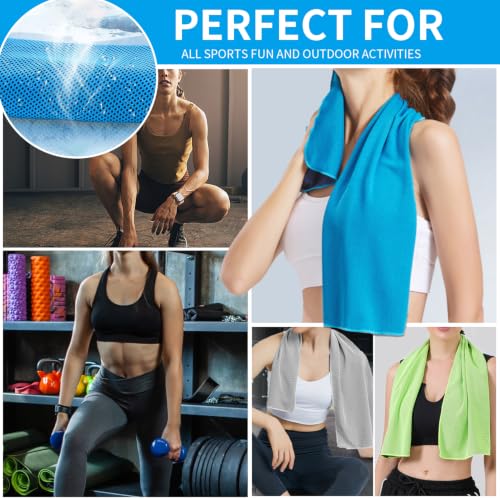 Cooling Towels - 5 Pack, 40" x 12", Chilly Microfiber for Yoga & Sports - Multicolor