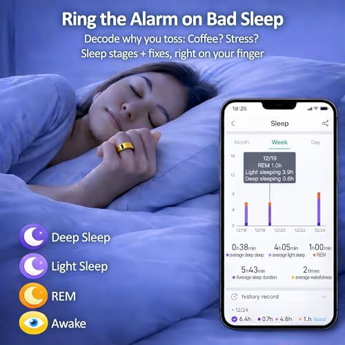 Smart Health & Fitness Tracker Ring with Heart Rate & Sleep Monitor