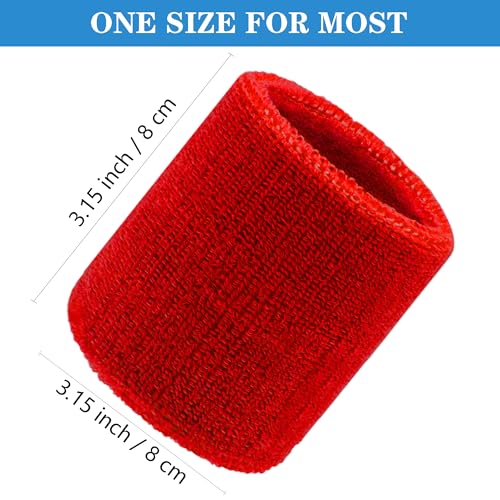 Wrist Sweatbands - 8 Pack Absorbent Cotton Bands for Sports - Dark Red