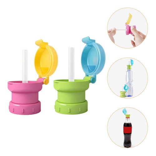 Sosoport Spill Proof Water Bottle Cap with Straw Portable Juice Bottle Cover for Kids Leak Resistant and Removable Straw Lid Lightweight Sports Water Accessory for Outdoor and Travel