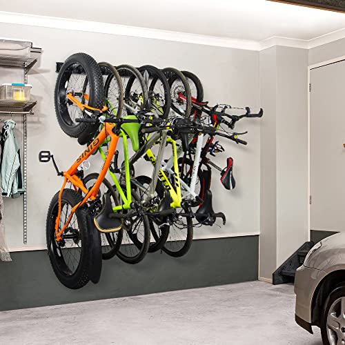Wall-Mounted Bike Rack for 6 Bicycles - Heavy Duty Steel, Black