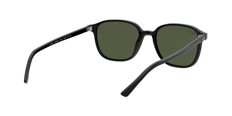 Ray-Ban Unisex RB2193 Leonard Square Sunglasses, Black/G-15 Green, 55 mm