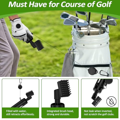 Golf Towel & Club Cleaner Brush Set - Waffle Microfiber, 16x16 Inch