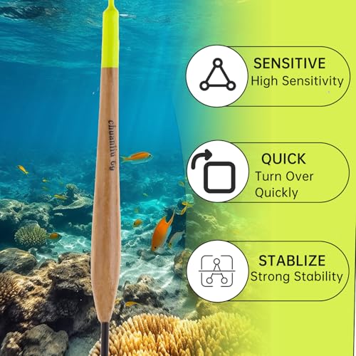 10pcs Balsa Wood Fishing Floats - Multi-Color Slip Bobbers