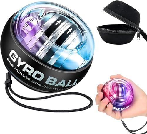 Torque Ball Hand Exerciser - Self-Starting Wrist Gyro Ball with LED - Black