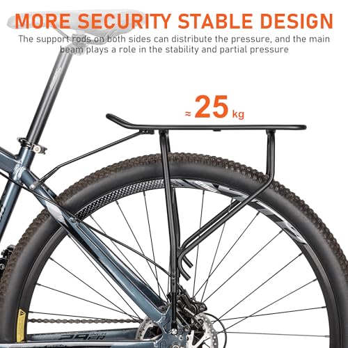 PINNAMAX Bike Rear Rack with MIK Adapter – Adjustable 26"-29" Pannier Carrier, 60lb Capacity