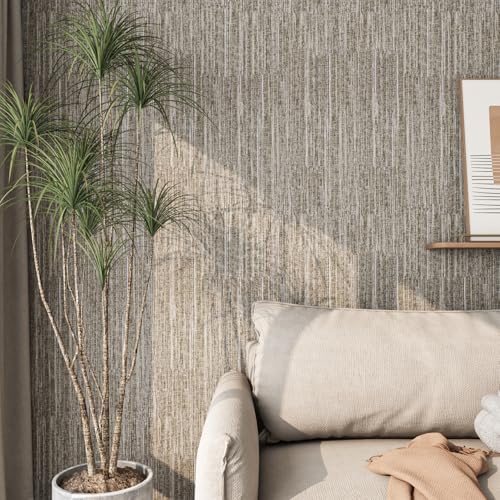 LACHEERY Taupe Grasscloth Wallpaper Textured Peel and Stick Fabric Wallpaper Textured Contact Paper for Cabinets and Drawers Waterproof Removable Grass Cloth Faux Linen Wall Paper for Walls 15.8"x80"