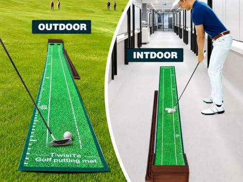 Indoor Golf Putting Mat with Automatic Ball Return - 9.8 FT