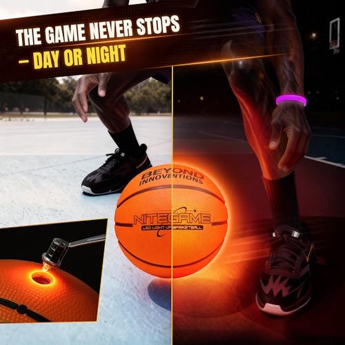 Glow-in-The-Dark Size 7 Basketball with LED Lights & Wristbands