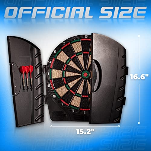 Electronic Dart Board Set with Cabinet - 65 Game Variations & 6 Darts